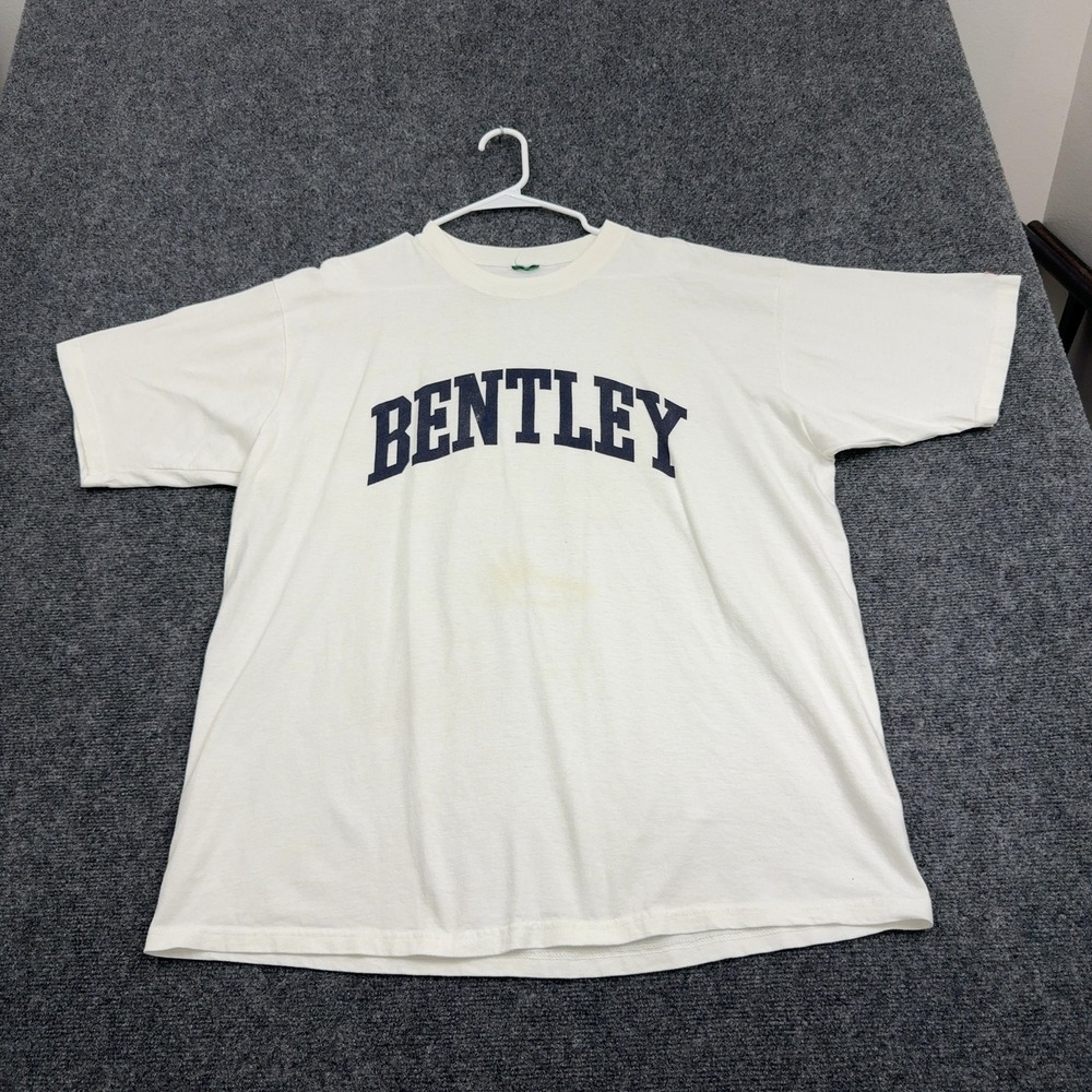 Vintage Bentley University MV Sport T Shirt Mens XL White Cotton Graphic College